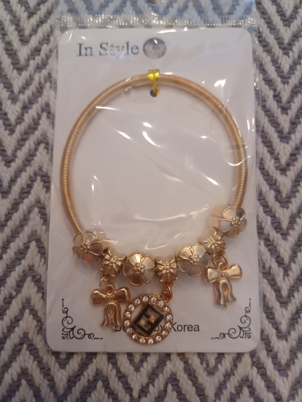 Gold Floral Charm Bracelet